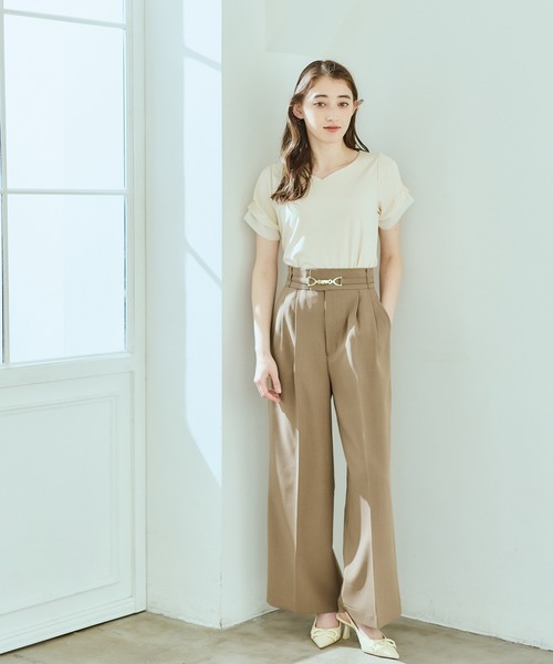 12Twelve Agenda(トゥエルブ アジェンダ)の「ハートネック異素材タックスリーブカットソープルオーバー(Tシャツ/カットソー・レディース・ネイビー/ブルー/グレー/サックスブルー/アイボリー・M)」の9枚目の写真
