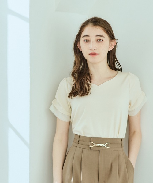 12Twelve Agenda(トゥエルブ アジェンダ)の「ハートネック異素材タックスリーブカットソープルオーバー(Tシャツ/カットソー・レディース・ネイビー/ブルー/グレー/サックスブルー/アイボリー・M)」の6枚目の写真