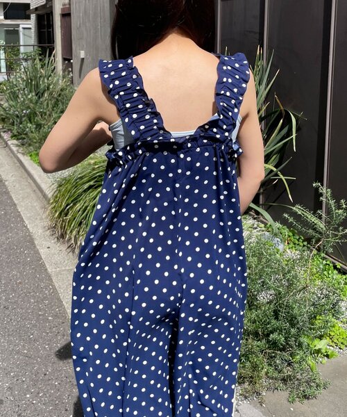 CIAOPANIC（チャオパニック）の「アソート柄ショルダーシャーリングフリルサロペット（サロペット/オーバーオール・レディース・ベージュ/ダークブルー/ネイビー・0/1）」の11枚目の写真