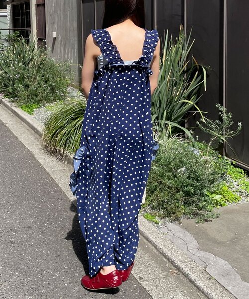 CIAOPANIC（チャオパニック）の「アソート柄ショルダーシャーリングフリルサロペット（サロペット/オーバーオール・レディース・ベージュ/ダークブルー/ネイビー・0/1）」の15枚目の写真