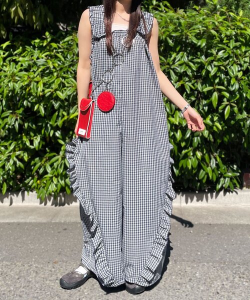 CIAOPANIC（チャオパニック）の「アソート柄ショルダーシャーリングフリルサロペット（サロペット/オーバーオール・レディース・ベージュ/ダークブルー/ネイビー・0/1）」の22枚目の写真