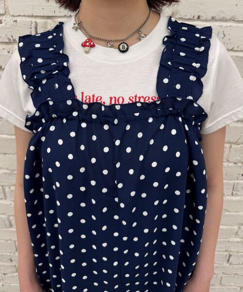 CIAOPANIC(チャオパニック)の「アソート柄ショルダーシャーリングフリルサロペット(サロペット/オーバーオール・レディース・ベージュ/ダークブルー/ネイビー・0/1)」の13枚目の写真