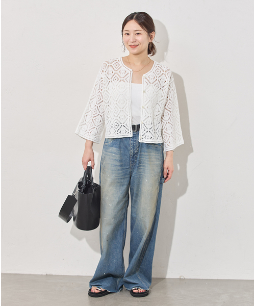 JOURNAL STANDARD(ジャーナルスタンダード)の「CRAFTエンブロイダリーレースカーディガン(カーディガン/ボレロ・レディース・ブラック/ホワイト・FREE)」の4枚目の写真