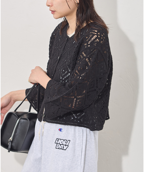 JOURNAL STANDARD(ジャーナルスタンダード)の「CRAFTエンブロイダリーレースカーディガン(カーディガン/ボレロ・レディース・ブラック/ホワイト・FREE)」の8枚目の写真