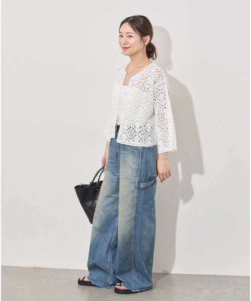 JOURNAL STANDARD(ジャーナルスタンダード)の「CRAFTエンブロイダリーレースカーディガン(カーディガン/ボレロ・レディース・ブラック/ホワイト・FREE)」の10枚目の写真