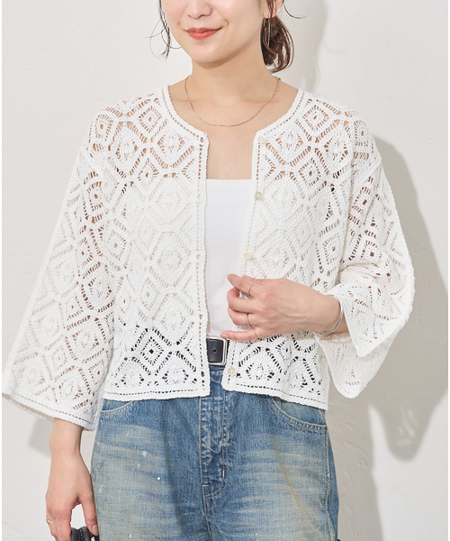 JOURNAL STANDARD(ジャーナルスタンダード)の「CRAFTエンブロイダリーレースカーディガン(カーディガン/ボレロ・レディース・ブラック/ホワイト・FREE)」の14枚目の写真