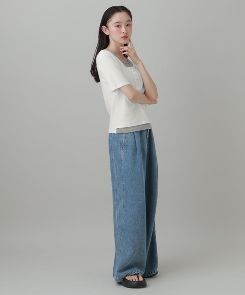 LAKOLE(ラコレ)の「<接触冷感>テンセルデニムワイドパンツ / 747925(デニムパンツ・レディース・ブラック/ブルー・LARGE/MEDIUM)」の14枚目の写真