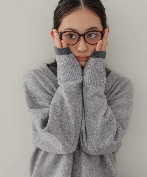miette(ミエット)の「ダブルカラーVネックニットプルオーバー(ニット/セーター・レディース・ブラック/ライトグレー/チャコール・FREE)」の15枚目の写真