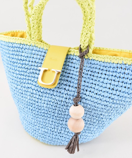 U(ユー)の「Panier Solaire Trapeze 【パニエ ソレール トラペーズ】配色ハンドルカゴバッグ(かごバッグ・レディース・ブラウン系その他/グリーン系その他/ブルー系その他・FREE)」の12枚目の写真