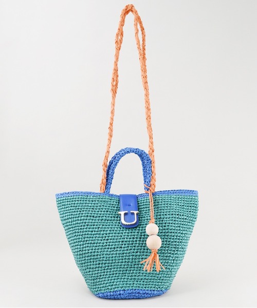 U(ユー)の「Panier Solaire Trapeze 【パニエ ソレール トラペーズ】配色ハンドルカゴバッグ(かごバッグ・レディース・ブラウン系その他/グリーン系その他/ブルー系その他・FREE)」の15枚目の写真