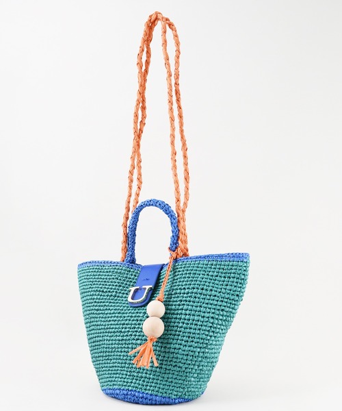 U(ユー)の「Panier Solaire Trapeze 【パニエ ソレール トラペーズ】配色ハンドルカゴバッグ(かごバッグ・レディース・ブラウン系その他/グリーン系その他/ブルー系その他・FREE)」の14枚目の写真