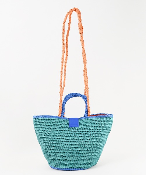 U(ユー)の「Panier Solaire Trapeze 【パニエ ソレール トラペーズ】配色ハンドルカゴバッグ(かごバッグ・レディース・ブラウン系その他/グリーン系その他/ブルー系その他・FREE)」の16枚目の写真