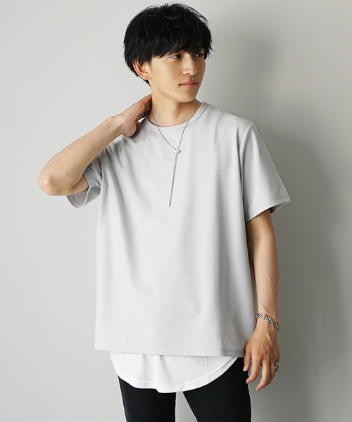 MinoriTY(マイノリティ)の「【MinoriTY】ストラクチャーオーバーサイズTシャツ メンズ 夏服 ユニセックス 半袖(Tシャツ/カットソー・メンズ・ブルー/ブラック/ライトグレー・L/M/S)」の2枚目の写真