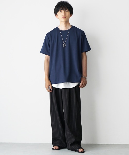MinoriTY(マイノリティ)の「【MinoriTY】ストラクチャーオーバーサイズTシャツ メンズ 夏服 ユニセックス 半袖(Tシャツ/カットソー・メンズ・ブルー/ブラック/ライトグレー・L/M/S)」の10枚目の写真
