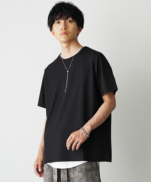 MinoriTY(マイノリティ)の「【MinoriTY】ストラクチャーオーバーサイズTシャツ メンズ 夏服 ユニセックス 半袖(Tシャツ/カットソー・メンズ・ブルー/ブラック/ライトグレー・L/M/S)」の13枚目の写真