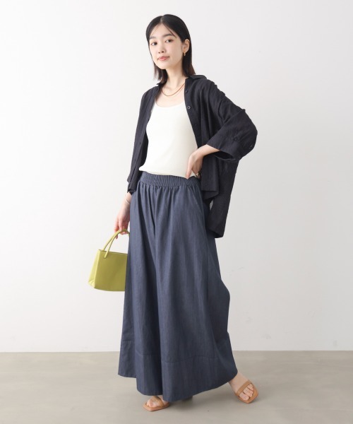 Bou Jeloud(ブージュルード)の「裾切替ワイドパンツ(その他パンツ・レディース・インディゴブルー/ブラック/ホワイト・FREE)」の4枚目の写真