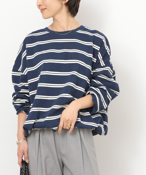 JOURNAL STANDARD relume（ジャーナルスタンダード　レリューム）の「《追加3》ギャザーヘムロングスリーブ（Tシャツ/カットソー・レディース・ネイビー/ナチュラル/ライトグレー/ホワイト/ブラック・FREE）」の5枚目の写真
