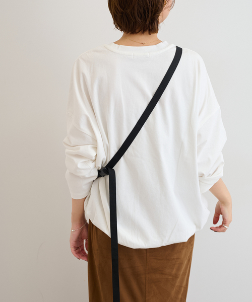 JOURNAL STANDARD relume（ジャーナルスタンダード　レリューム）の「《追加3》ギャザーヘムロングスリーブ（Tシャツ/カットソー・レディース・ネイビー/ナチュラル/ライトグレー/ホワイト/ブラック・FREE）」の9枚目の写真