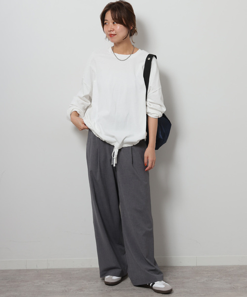 JOURNAL STANDARD relume（ジャーナルスタンダード　レリューム）の「《追加3》ギャザーヘムロングスリーブ（Tシャツ/カットソー・レディース・ネイビー/ナチュラル/ライトグレー/ホワイト/ブラック・FREE）」の10枚目の写真
