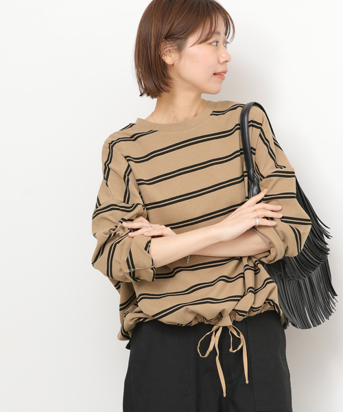 JOURNAL STANDARD relume（ジャーナルスタンダード　レリューム）の「《追加3》ギャザーヘムロングスリーブ（Tシャツ/カットソー・レディース・ネイビー/ナチュラル/ライトグレー/ホワイト/ブラック・FREE）」の20枚目の写真