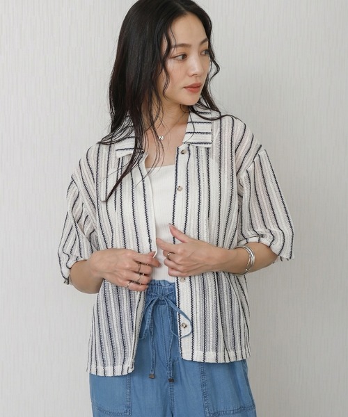 libelle more(リベル モア)の「メッシュニットポロカラーカーディガン(カーディガン/ボレロ・レディース・ホワイト系その他/ブラック/アイボリー・L/M)」の2枚目の写真
