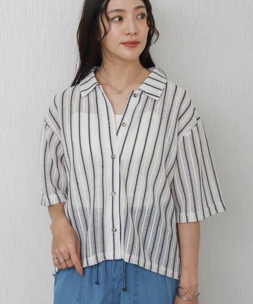 libelle more(リベル モア)の「メッシュニットポロカラーカーディガン(カーディガン/ボレロ・レディース・ホワイト系その他/ブラック/アイボリー・L/M)」の12枚目の写真