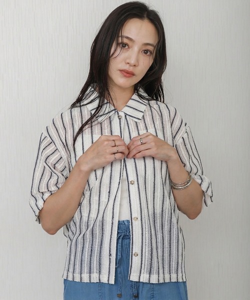 libelle more(リベル モア)の「メッシュニットポロカラーカーディガン(カーディガン/ボレロ・レディース・ホワイト系その他/ブラック/アイボリー・L/M)」の13枚目の写真