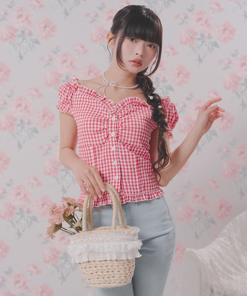 DearMyLoveRose(ディアマイラブローズ)の「プリーツフリルバスケットバッグ(ショルダーバッグ・レディース・オフホワイト・FREE)」の3枚目の写真