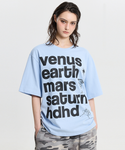 HOODHOOD(フッドフッド)の「プラネットレタリング半袖Tシャツスカイブルー(Tシャツ/カットソー・レディース・その他・0/1/2)」の3枚目の写真