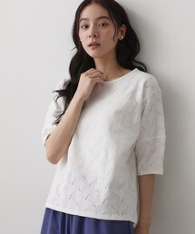 Dessin | 【マシンウォッシャブル】5分袖レースカットソー(Tシャツ/カットソー)