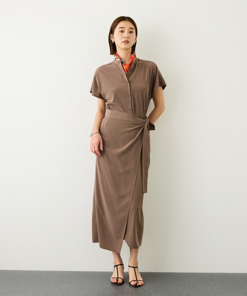 ROPE'（ロペ）の「シルクライクラップワンピース/接触冷感・シワ防止・吸水速乾・イージーケア（ワンピース・レディース・ブラウン系その他2・FREE）」の17枚目の写真
