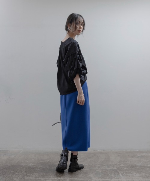 Eimee Law(エイミーロウ)の「リバーシブル ボンディングZIPスカート(スカート・レディース・ブルー/ダークブラウン/ブラック・FREE)」の6枚目の写真