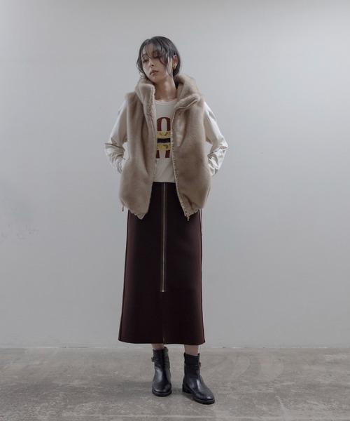 Eimee Law(エイミーロウ)の「リバーシブル ボンディングZIPスカート(スカート・レディース・ブルー/ダークブラウン/ブラック・FREE)」の17枚目の写真
