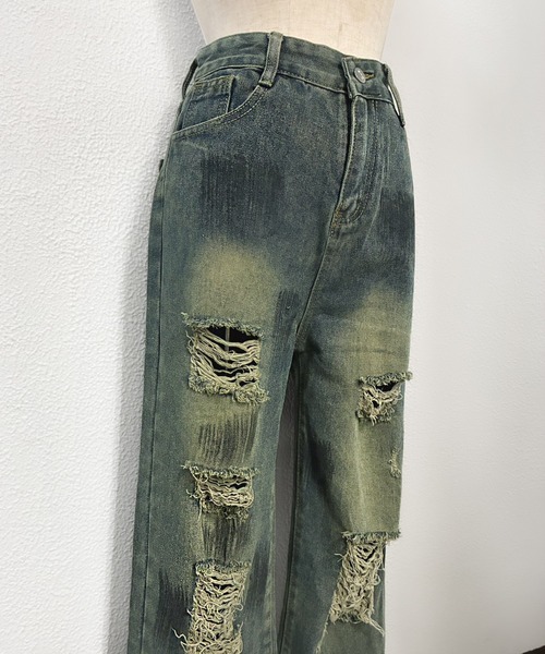 core core(コアコア)の「ダメージデニムルーズパンツ(デニムパンツ・レディース・ブルー・S/M/L)」の7枚目の写真