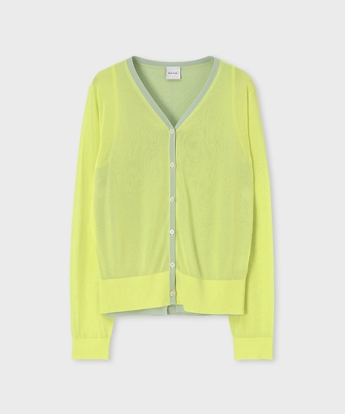 Paul Smith(ポールスミス)の「ウィメンズ シアーレイヤード 長袖カーディガン / 265150 909N(カーディガン/ボレロ・レディース・ライトイエロー/ブラック・MEDIUM)」の2枚目の写真