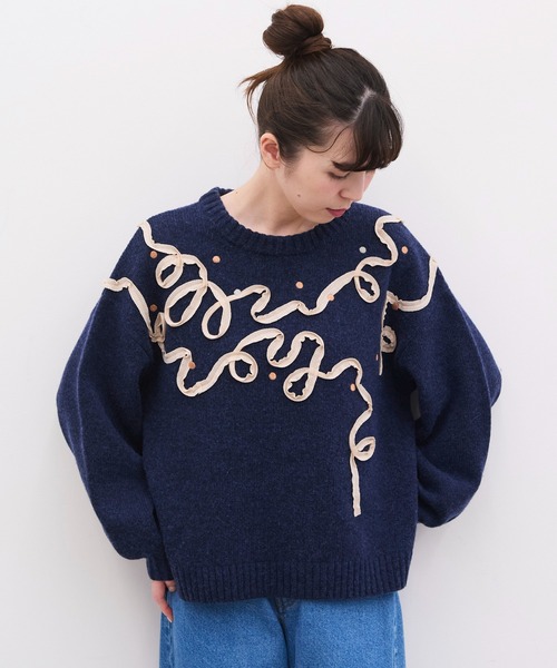 イルミネーションみたいな刺繍ニット プルオーバー（ニット/セーター