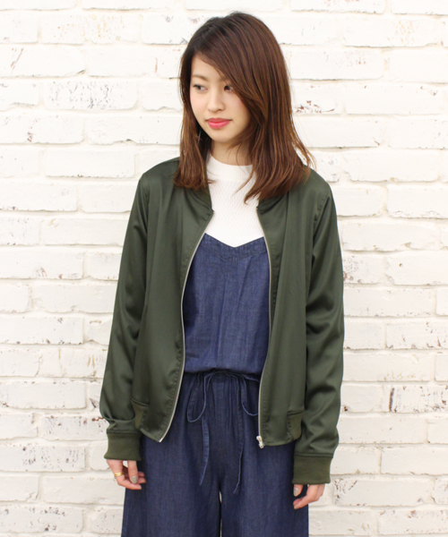 CIAOPANIC（チャオパニック）の「【Ciaopanic】サテンＺＩＰブルゾン（ブルゾン・レディース・ブラック/カーキ/ブルー・FREE）」の3枚目の写真