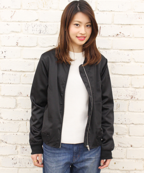 CIAOPANIC（チャオパニック）の「【Ciaopanic】サテンＺＩＰブルゾン（ブルゾン・レディース・ブラック/カーキ/ブルー・FREE）」の2枚目の写真