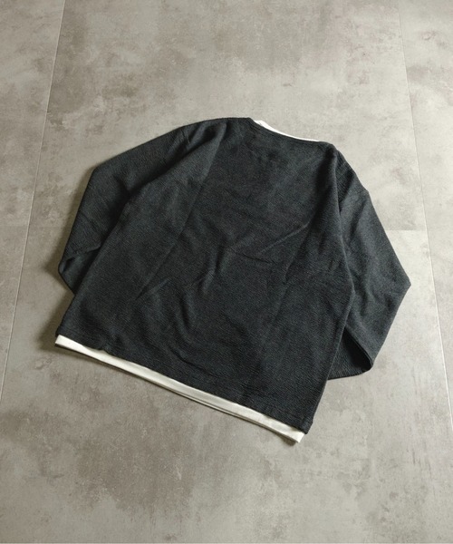 ATELANE(アテレーン)の「ATELANE /フェイクレイヤードヘンリーネック(Tシャツ/カットソー・メンズ・ブラック/ホワイト/ネイビー・X-LARGE/LARGE/MEDIUM)」の9枚目の写真