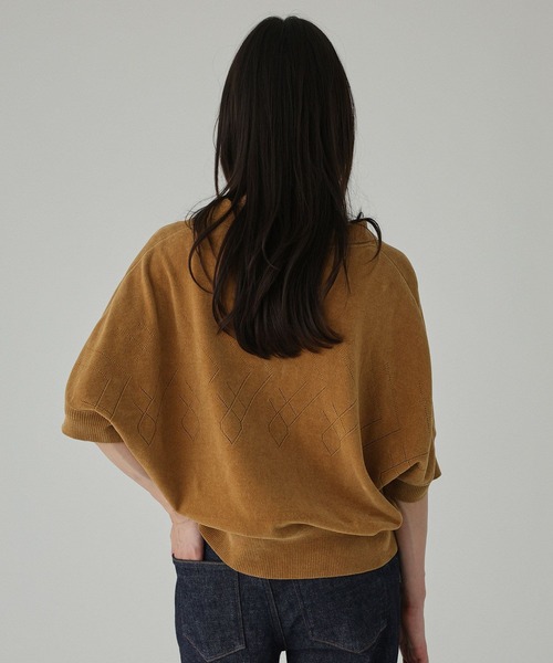 BABYLONE(バビロン)の「コットンモールポロニット(ニット/セーター・レディース・チャコール/キャメル・フリー)」の6枚目の写真