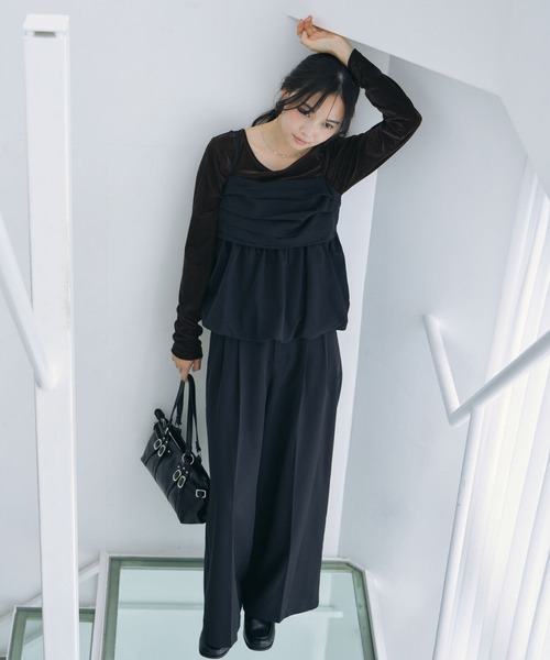 archives(アルシーヴ)の「【ONかわ】バルーンペプラムビスチェ×スラックスSET(パンツドレス・レディース・BROWN/BLACK・MEDIUM)」の8枚目の写真