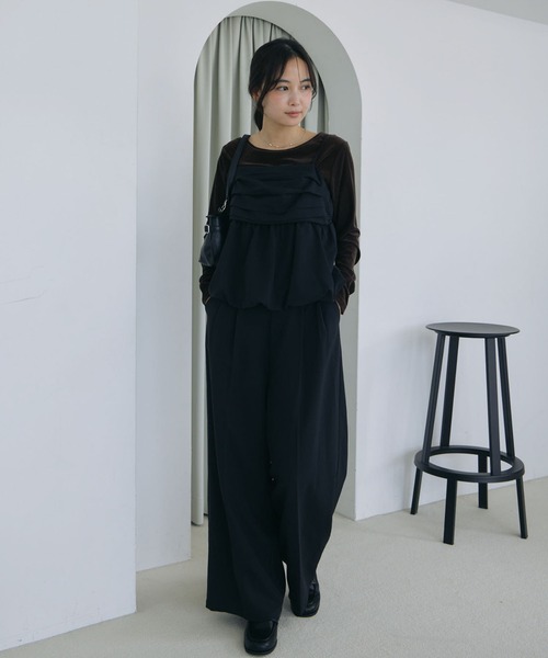 archives(アルシーヴ)の「【ONかわ】バルーンペプラムビスチェ×スラックスSET(パンツドレス・レディース・BROWN/BLACK・MEDIUM)」の3枚目の写真