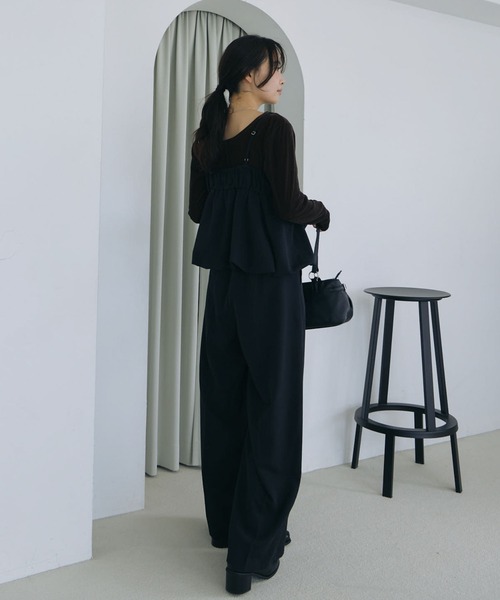 archives(アルシーヴ)の「【ONかわ】バルーンペプラムビスチェ×スラックスSET(パンツドレス・レディース・BROWN/BLACK・MEDIUM)」の5枚目の写真