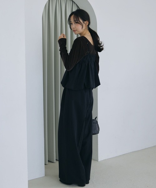archives(アルシーヴ)の「【ONかわ】バルーンペプラムビスチェ×スラックスSET(パンツドレス・レディース・BROWN/BLACK・MEDIUM)」の6枚目の写真