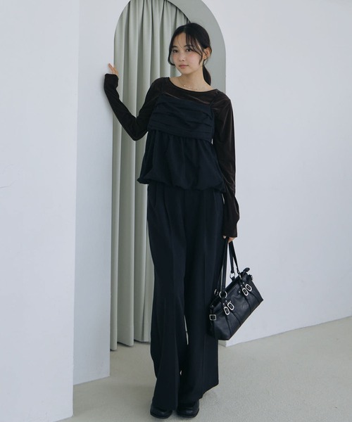 archives(アルシーヴ)の「【ONかわ】バルーンペプラムビスチェ×スラックスSET(パンツドレス・レディース・BROWN/BLACK・MEDIUM)」の7枚目の写真