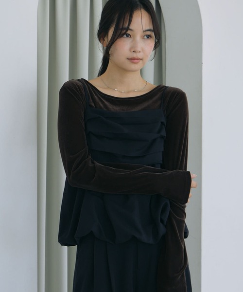archives(アルシーヴ)の「【ONかわ】バルーンペプラムビスチェ×スラックスSET(パンツドレス・レディース・BROWN/BLACK・MEDIUM)」の10枚目の写真