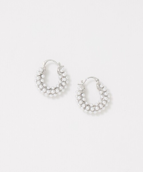 UNITED ARROWS(ユナイテッドアローズ)の「イミテーションパール フープピアス(ピアス(両耳用)・レディース・シルバー・FREE)」の1枚目の写真