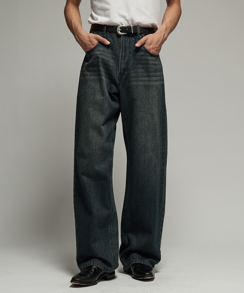 SINSS（シンス）の「Washed straight denim / ウォッシュストレートデニム（デニムパンツ・メンズ・ブルー/インディゴブルー/ブラック・LARGE/MEDIUM/SMALL/X-SMALL）」の2枚目の写真