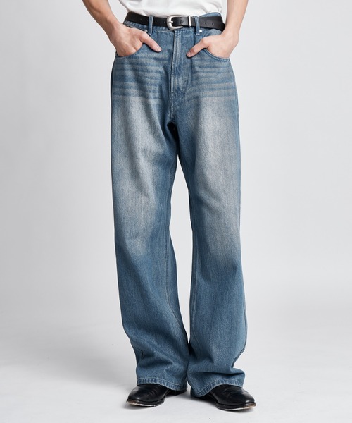 SINSS（シンス）の「Washed straight denim / ウォッシュストレートデニム（デニムパンツ・メンズ・ブルー/インディゴブルー/ブラック・LARGE/MEDIUM/SMALL/X-SMALL）」の3枚目の写真