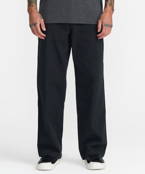 RVCA(ルーカ)の「RVCA メンズ BIG RVCA CHINO PANT ロングパンツ 【2026年秋冬モデル】/ルーカコットンポリワイドチノパンツ(その他パンツ・メンズ・ブラック/ブラック系その他・34inch/32inch/30inch)」の2枚目の写真